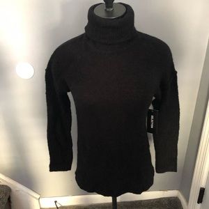Black Long Sleeve High Low Turtle Neck